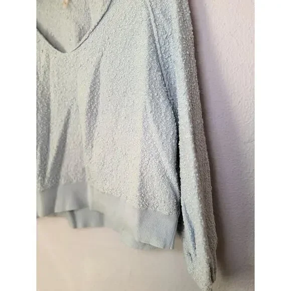 Free People Sweater Found My Friend Light Blue Textured Pullover Cozy Womens L - Picture 3 of 8